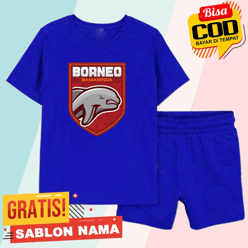 Setelan Koas Anak Borneo Samarinda / Baju Setelan Celana Kaos Anak Laki Laki & Perempuan Custom Nama