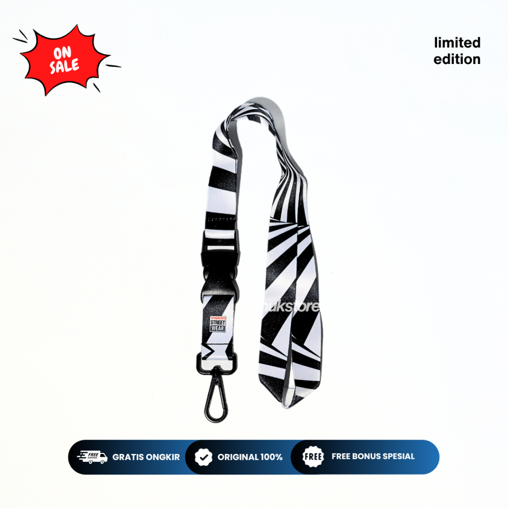 Lanyard Vision Street Wear Black White Original Limited Edition
