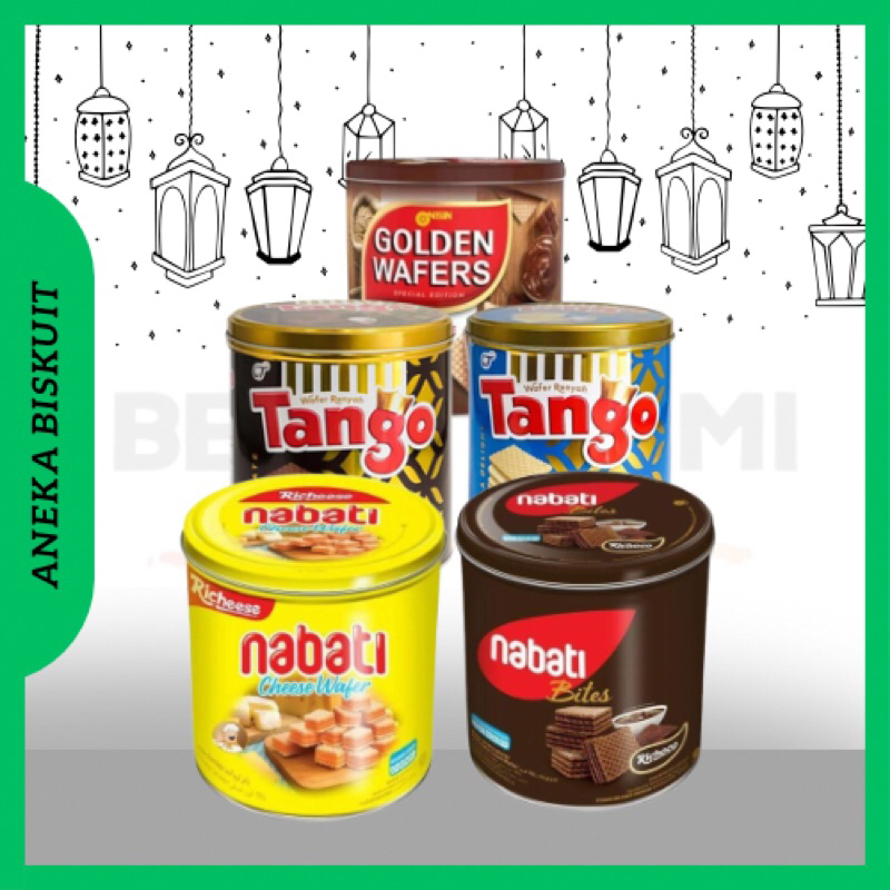 

( Biskuit ramadhan ) Aneka biskuit kaleng. Nabati 287g, Tanggo 270g, Golden nissin