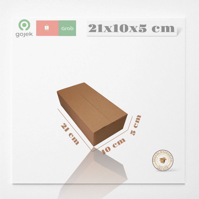 

kardus ukuran 21x10x5 cm box singel wall polos ST