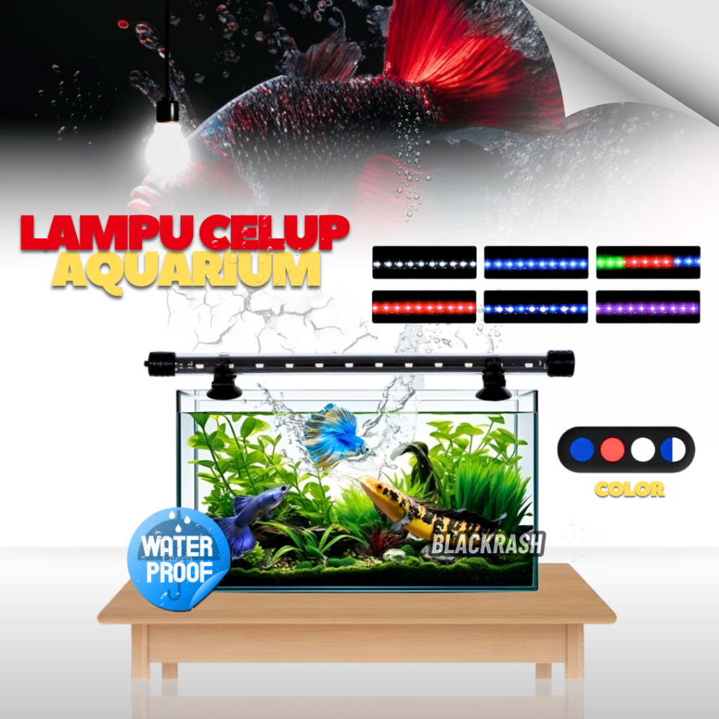 Lampu Led Celup Aquarium 3x Mode Warna Putih Biru Merah Akuarium Aquascape 30 40 60 80cm