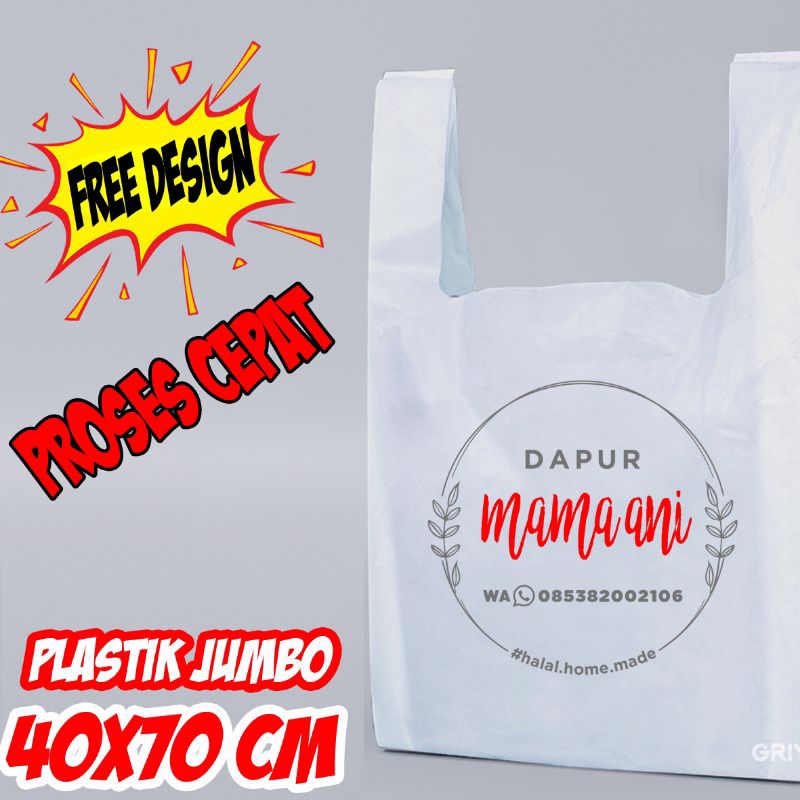 Sablon plastik kresek HD super jumbo tebal 40x70