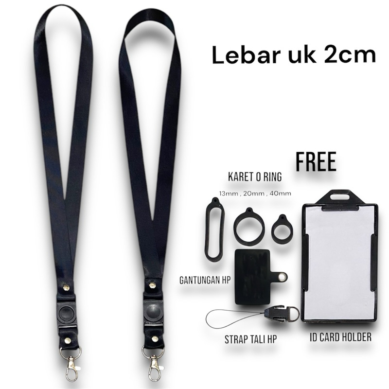 

Lanyard Gantungan Polos Hitam Poliester uk lebar 2cm , Bisa Untuk Gantungan Hp , Gantungan Kunci , Perlengkapan Kantor/Sekolah Dll Multifungsi