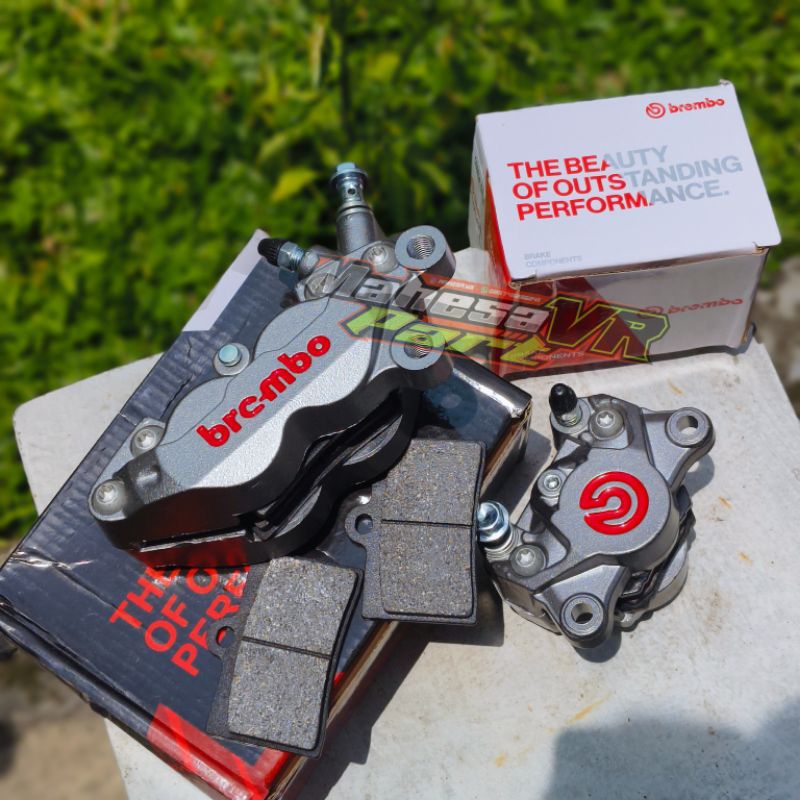Kaliper Axial set depan belakang 2P/4P brembo/ kaliper brembo axial grey depan 4piston belakang 2pis