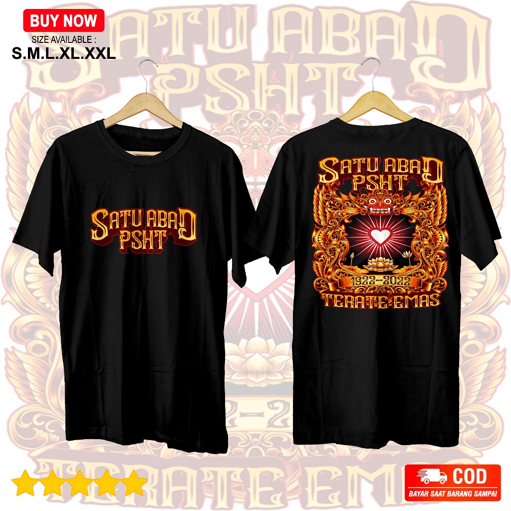 Kaos - 1 Abad Terate Emas- PSHT - Katun 24s Tebal T-Shirt Viral Pria Wanita Unisex Lembut Nyaman