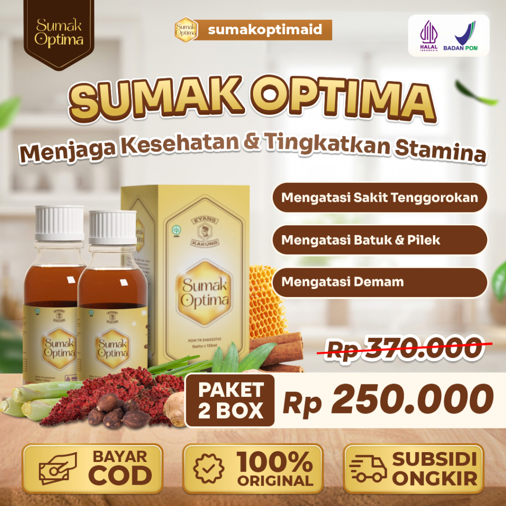 

QH Madu Sumak Optima Paket Hemat 2 Box Madu Herbal Jaga Kesahatan Tubuh Atasi Radang Tenggorokan