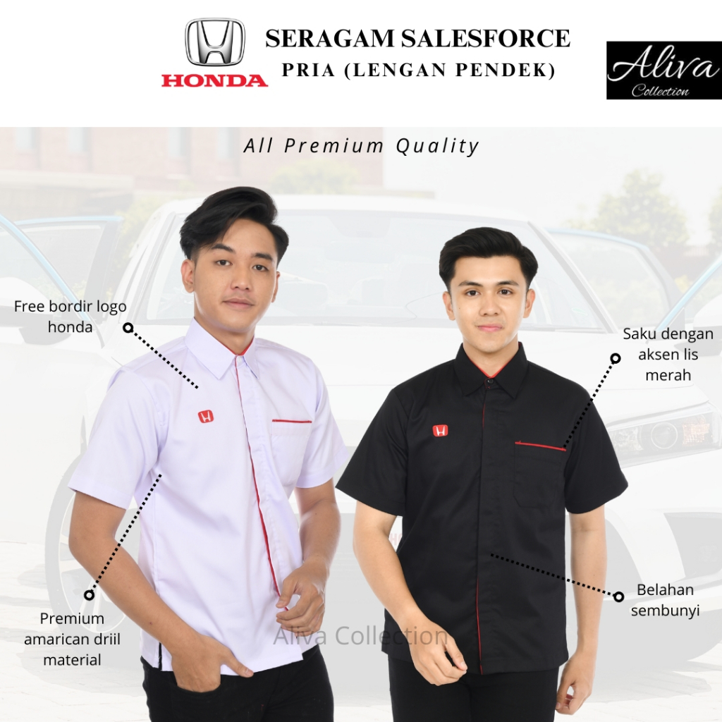 Seragam Kemeja Pria Wanita Sales Honda Lengan Pendek/Baju Honda  Mobil