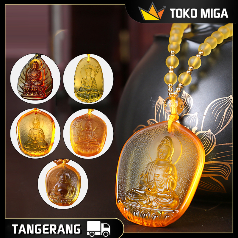 Liontin Kalung Buddha Sayu Liuli Liontin Berdana Kalung Liontin Buddha Maitreya / Buddha Pengobatan 