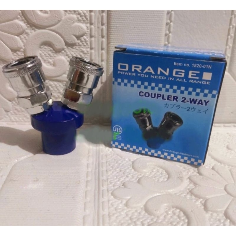 Quick Coupler 2 Way Orange Sambungan Selang Kompresor Cabang 2