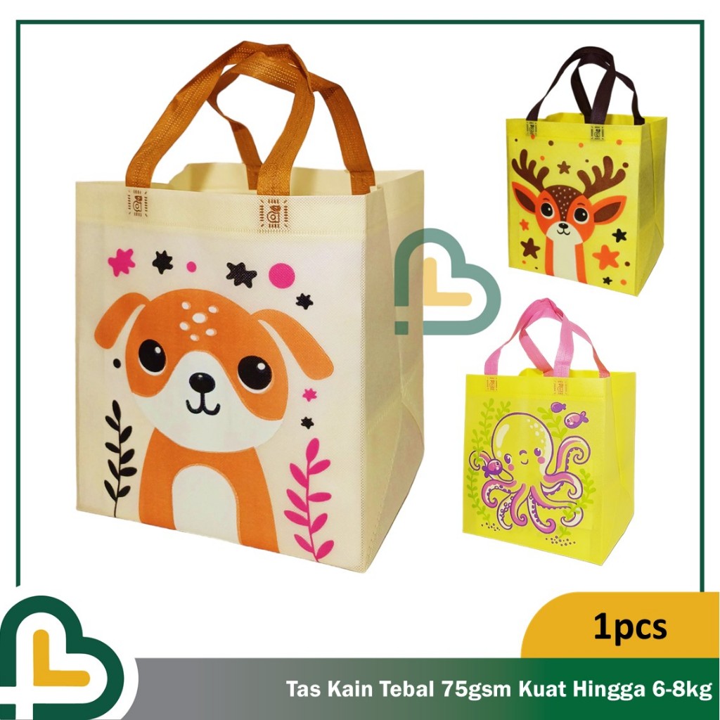 

Tas Kain Spunbond Tebal Karakter Animal Ulang Tahun Anak Tas Ultah Souvenir Goodie Bag 1pcs
