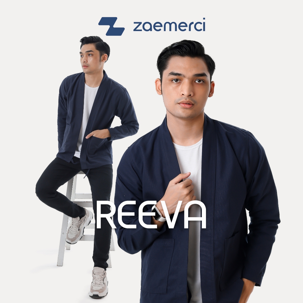 Zaemerci - Kimono Kanvas Reeva Navy Lengan Panjang Pria | Outer Blazer Unisex Original