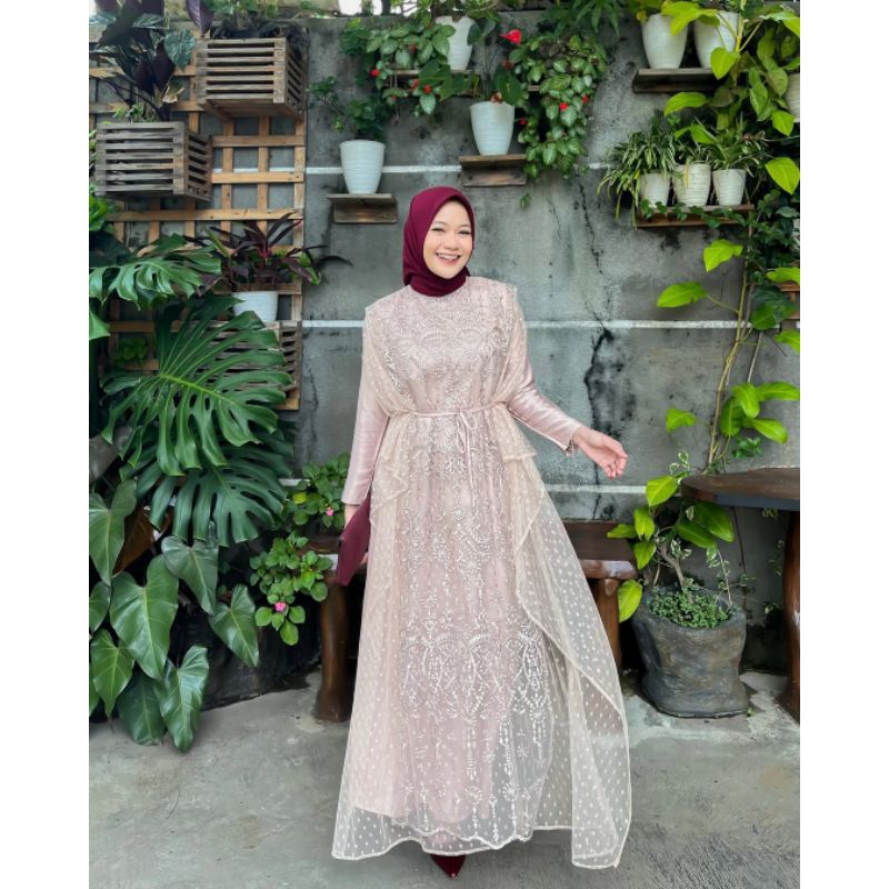 [NEW] FLORENCE DRESS NUDE By Aura Label | dress lebaran terbaru 2025 | dress kondangan brokat mewah