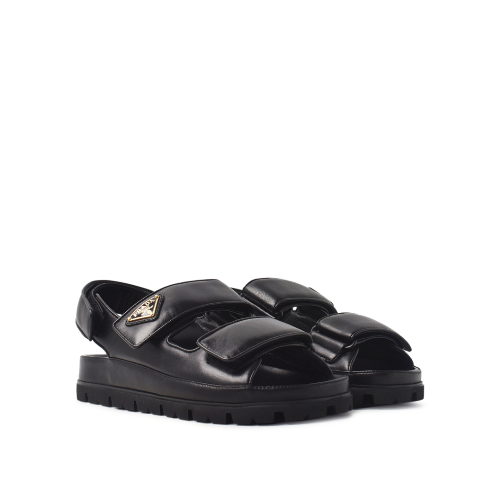 Triangle logo sandals nappa leather