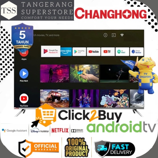 LED CHANGHONG L43H7 L 43H7 ANDROID SMART TV 43INCH LED TV FHD DIGITAL TV FRAMELESS TECHNOLOGY CHANGH