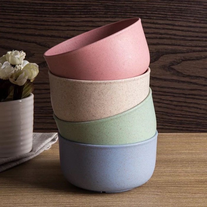 Mangkuk Set Jerami / Piring Jerami / Sendok Garpu Jerami / Cangkir Jerami /Gelas Bahan Jerami Gandum