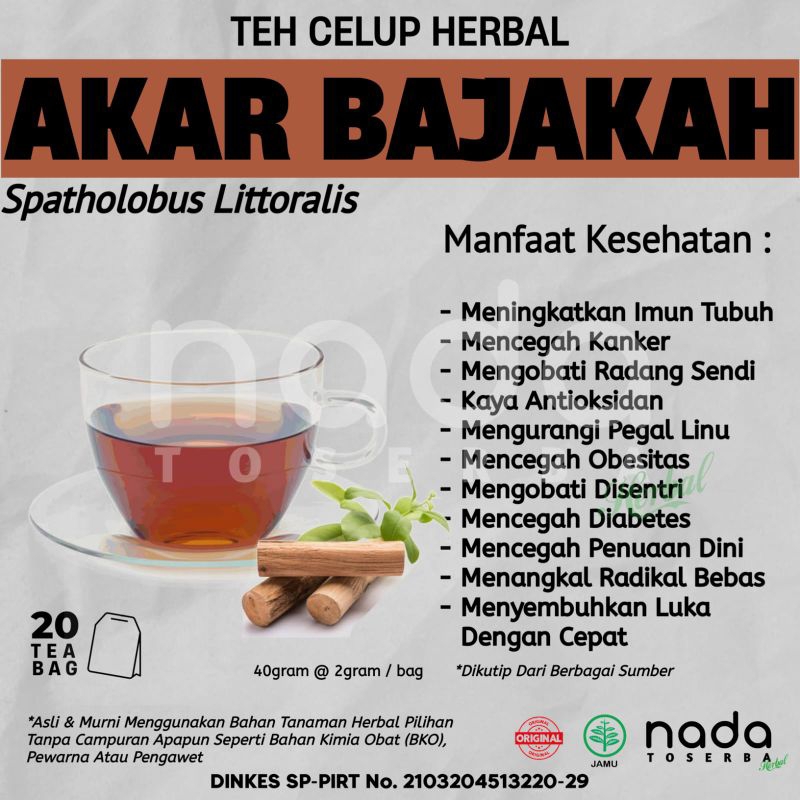 

Teh Celup Herbal AKAR BAJAKAH Isi 20 Tea Bag | Tumor, Kanker, Kista & Miom | Spatholobus Littoralis