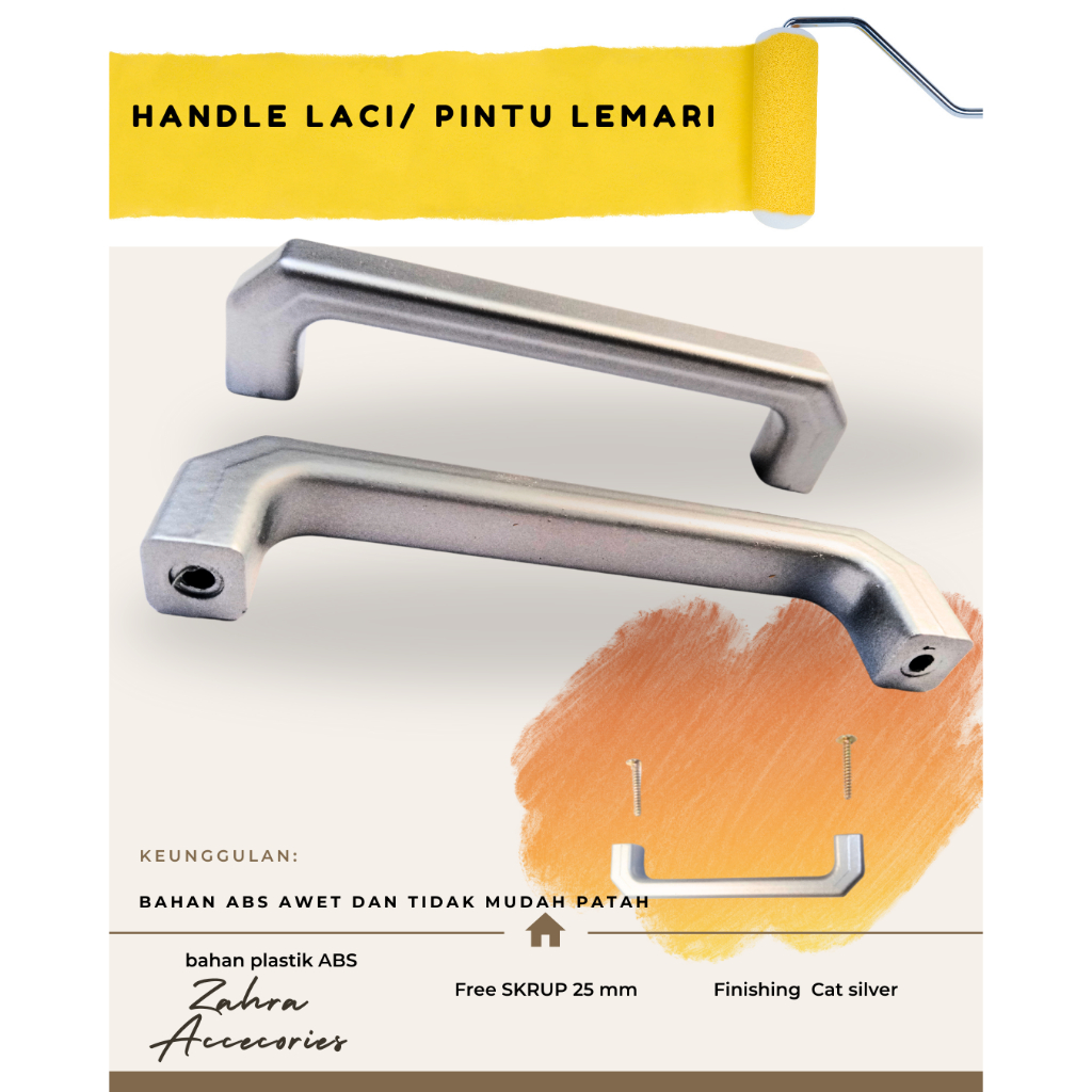 Handle laci pintu lemari plastik Silver