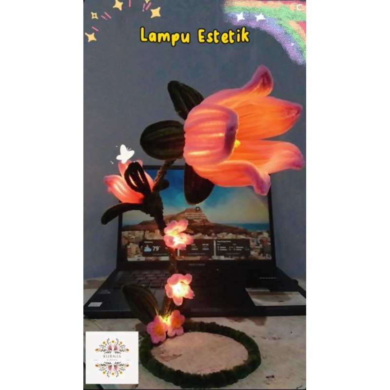 LAMPU ESTETIK I LAMPU BUNGA KAWAT BULU I HIASAN MEJA I LAMPU KAWAT BULU