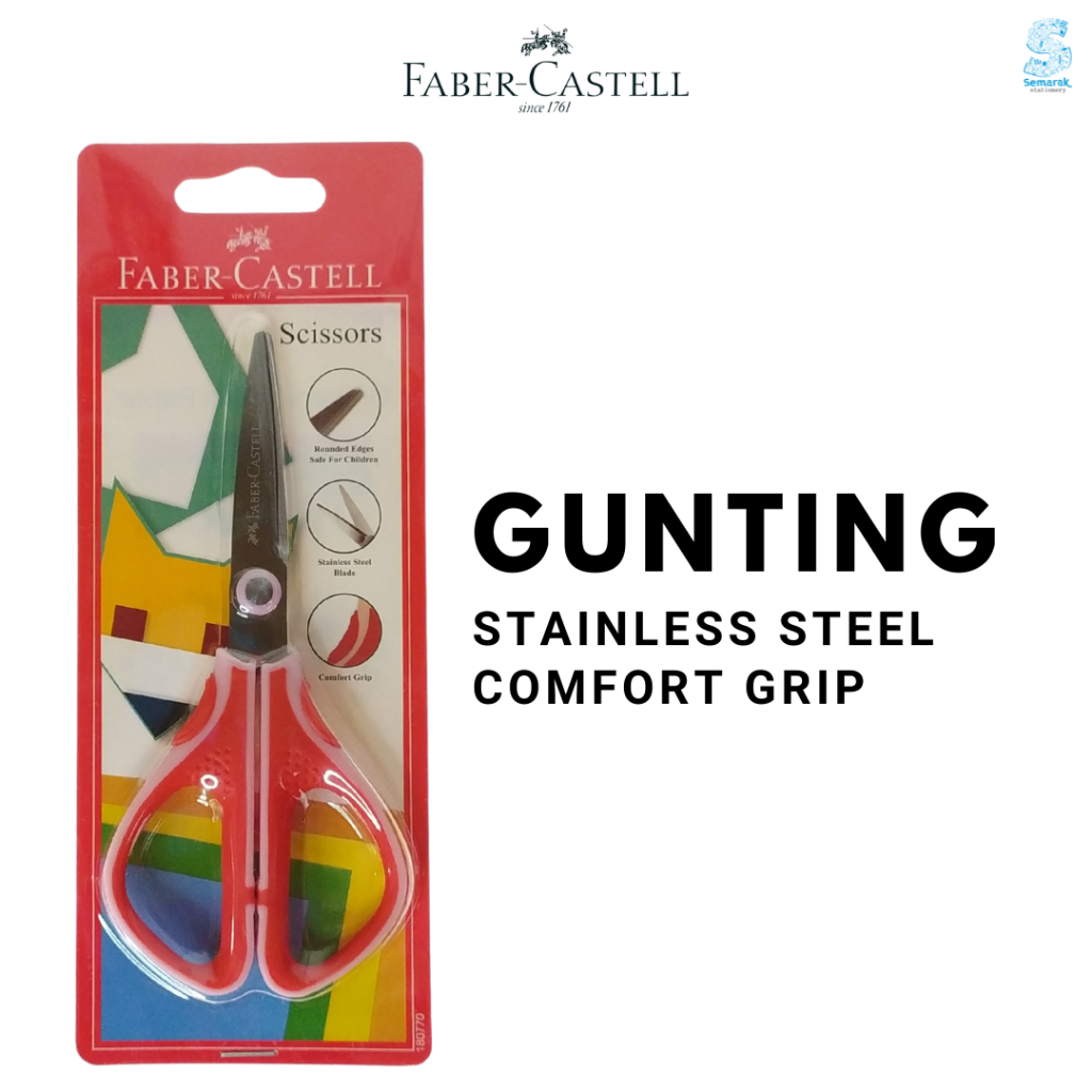 

Faber Castell 1870 Gunting Stainless Steel Comfort Grip Ujung Bulat Aman Untuk Anak - Merah