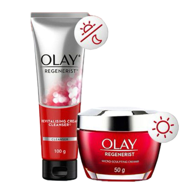 Paket Olay Regenerist Krim Pagi Pelembap Wajah + Pembersih Wajah Anti aging