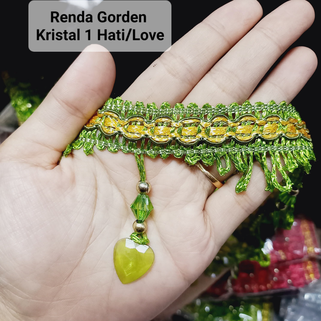 Renda Gorden 1 Hati ROL Renda Crystal Love Panjang 15 yard