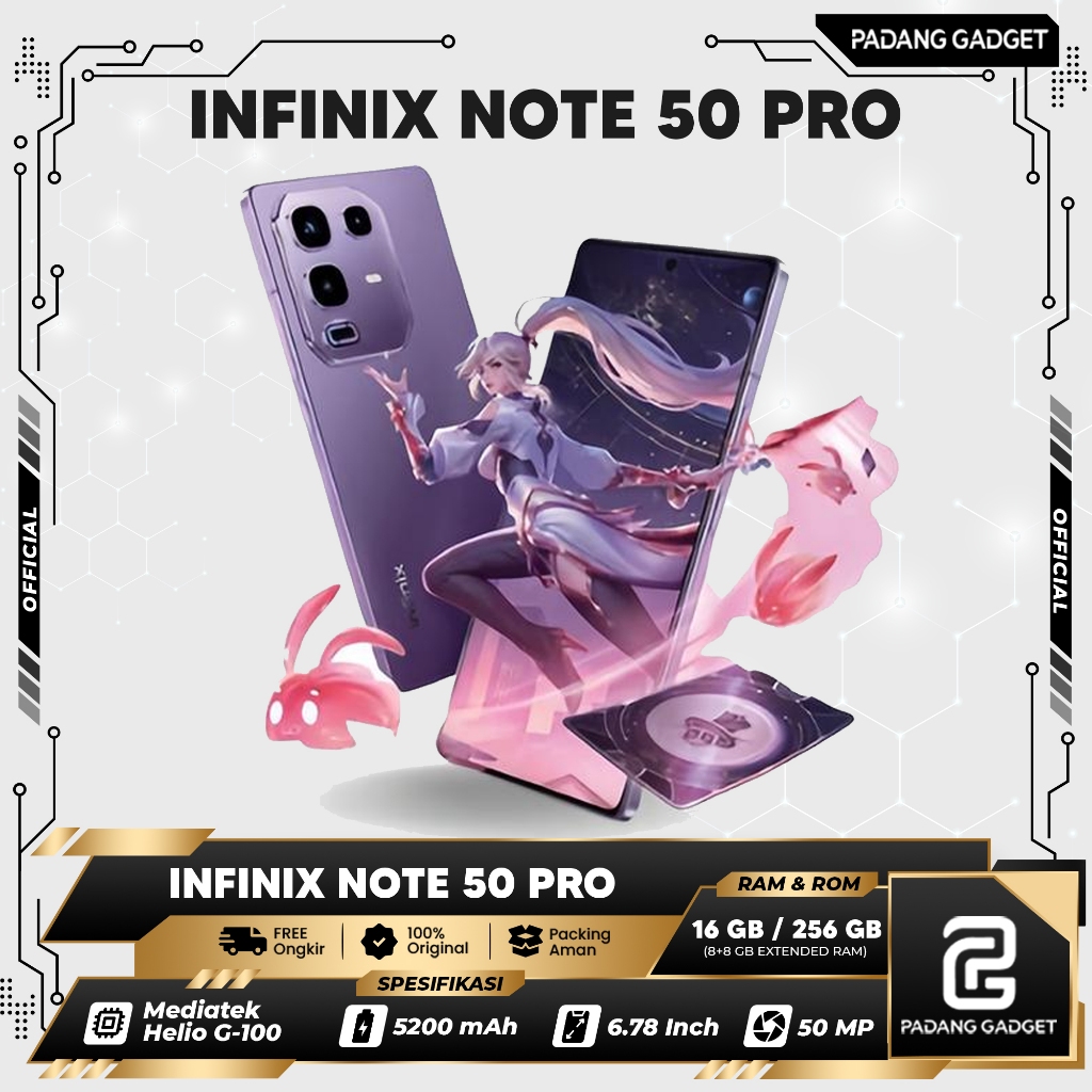 Infinix Note 50 Pro Ram 8GB/256GB | HP Layar Amoled 144 Hz | Kamera Jernih 50 Mp | Garansi Resmi