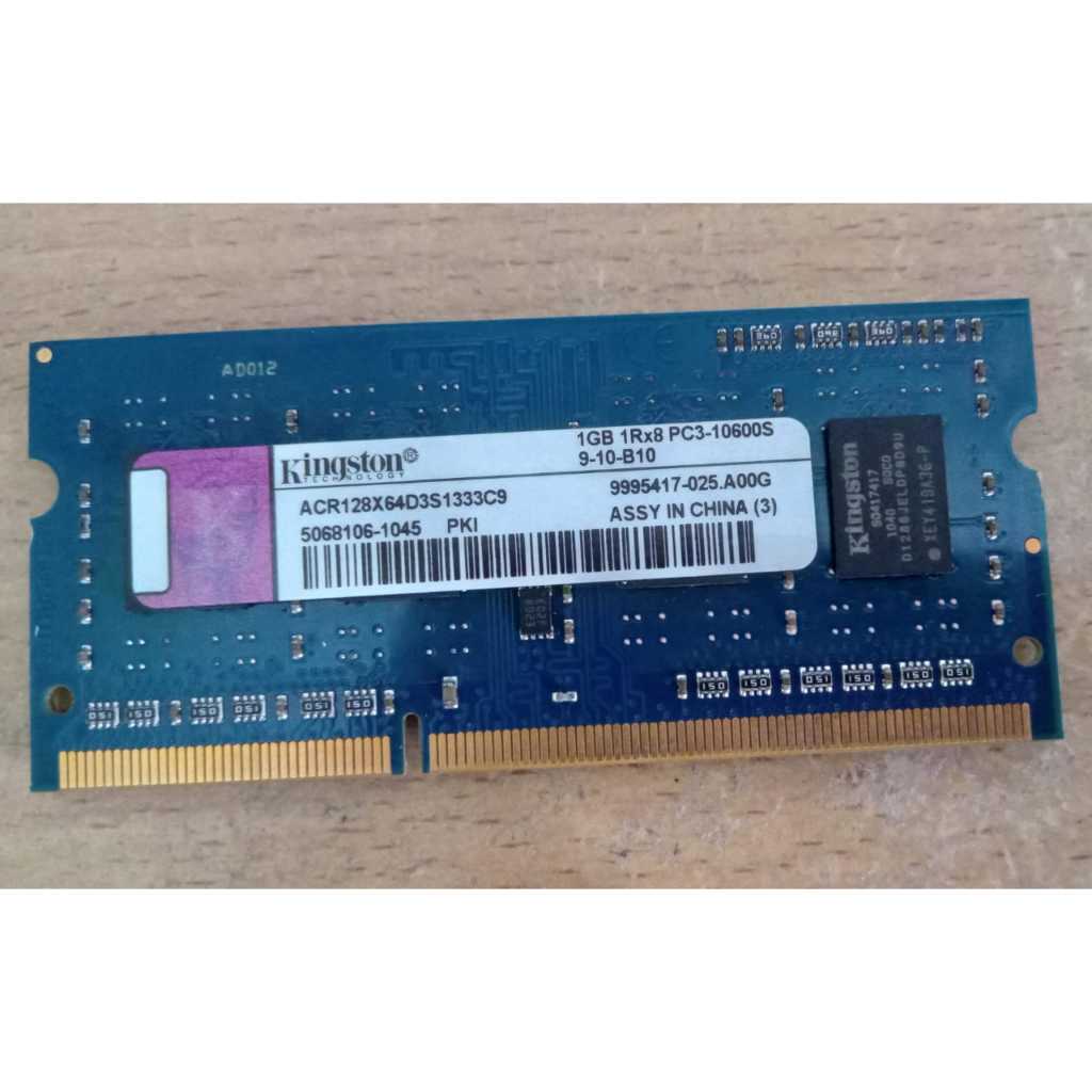 SODIMM MEMORY RAM DDR3 KINGSTON 1GB 1RX8 10600S - ercomp1