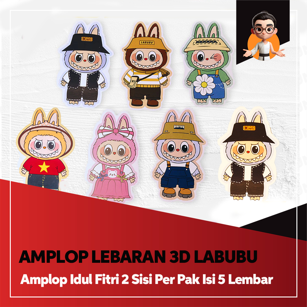 

Amplop Lebaran 3D Kartun LABUBU - Angpao Idul Fitri Karakter Tebal Perpack ISI 5
