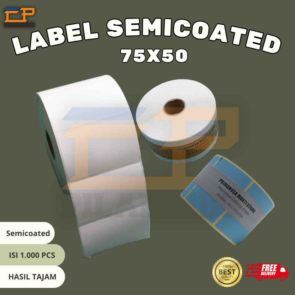 

LABEL STIKER 75X50 MM SEMICOATED