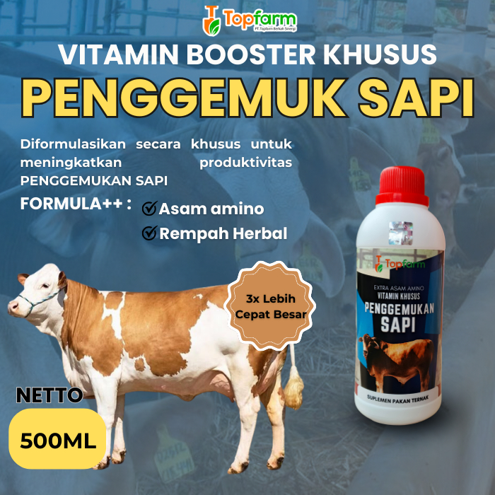 Vitamin Booster Penggemuk Sapi 500ML/ Obat Penggemuk Sapi/ Obat Penggemuk Sapi Super Cepat/ Vitamin 
