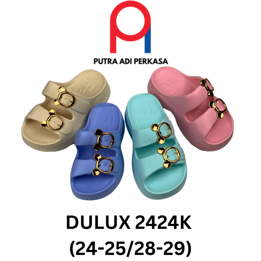 Sandal Selop Anak Perempuan Sandal Anak Wedges Motif Ban Dua Gesper Anti Slip Tinggi Eva Jelly 2424k