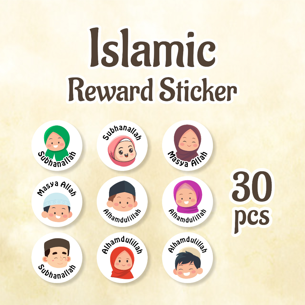 

30 Pcs Islamic Moslem Reward Sticker / Stiker Hadiah Penghargaan Untuk Anak Murid