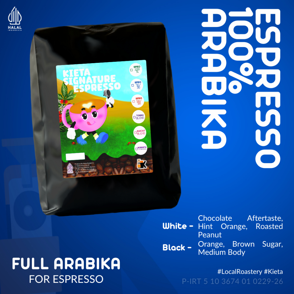 

Kieta Roastery - Biji Kopi Espresso Blend 100% Arabika 500g-1kg / Bubuk Arabica Roasted Coffee Bean Spro Kopi Susu Based