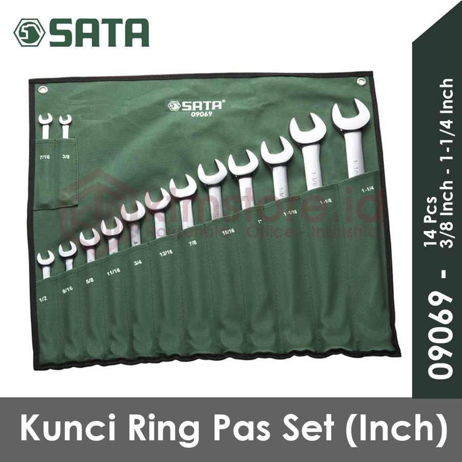 SATA - SATA TOOLS Kunci Ring Pas Set 14 Pcs Inch 09069