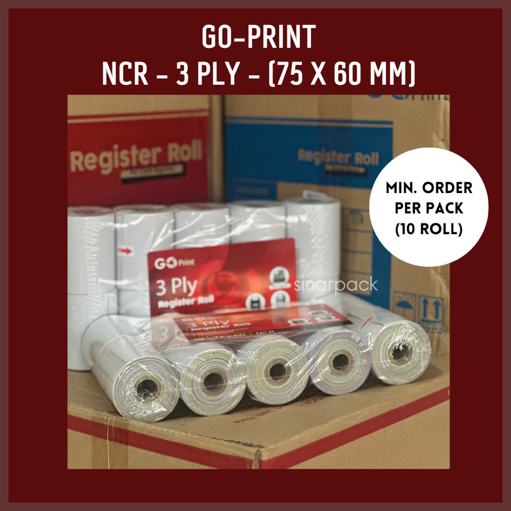 

H7Y (ISI 10 ROLL) Kertas Struk Kasir NCR 3 PLY (75 X 60) - Kertas Roll Struk / Kertas Struk EDC
