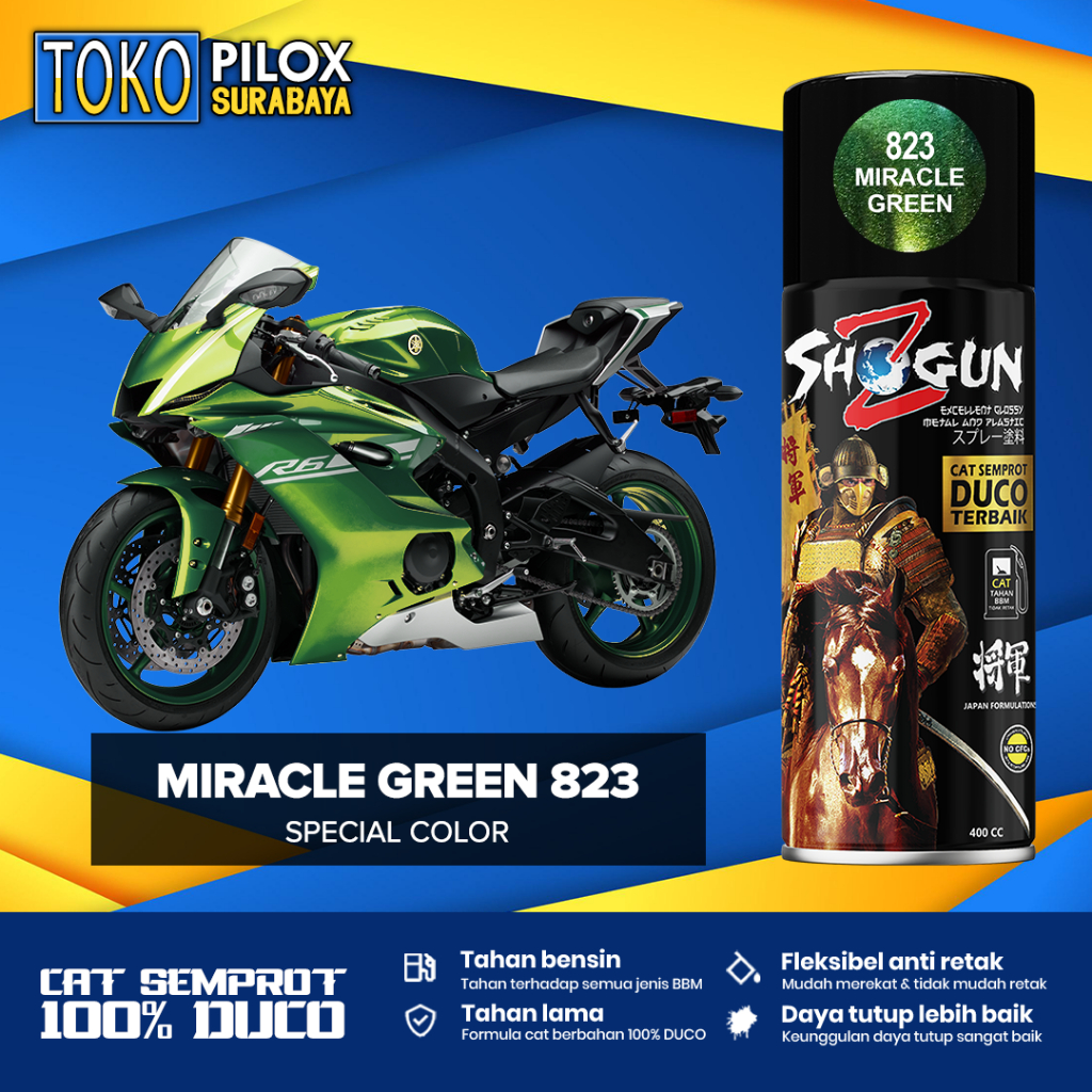 Cat Semprot Duco Hijau Bunglon Chameleon Green Gold - Shogun Z Duco Miracle Green 823 - Cat Otomotif