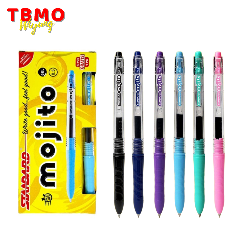 

( 1 Pack ) TBMO Bolpen / Pulpen / Gel Pen Mojito 0.5mm Standard Per Pack Isi 12 Pcs