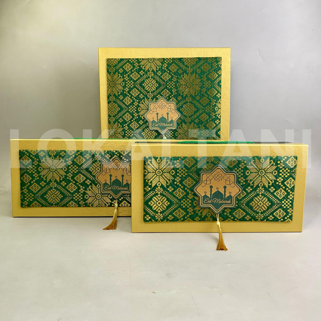 

Hardbox songket premium isi 2,3,4Toples / Box Hampers Lebaran