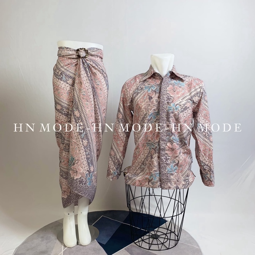 KODE N14R Gallery kebaya  Couple kemeja batik panjang mix rok lilit terbaru volume 3