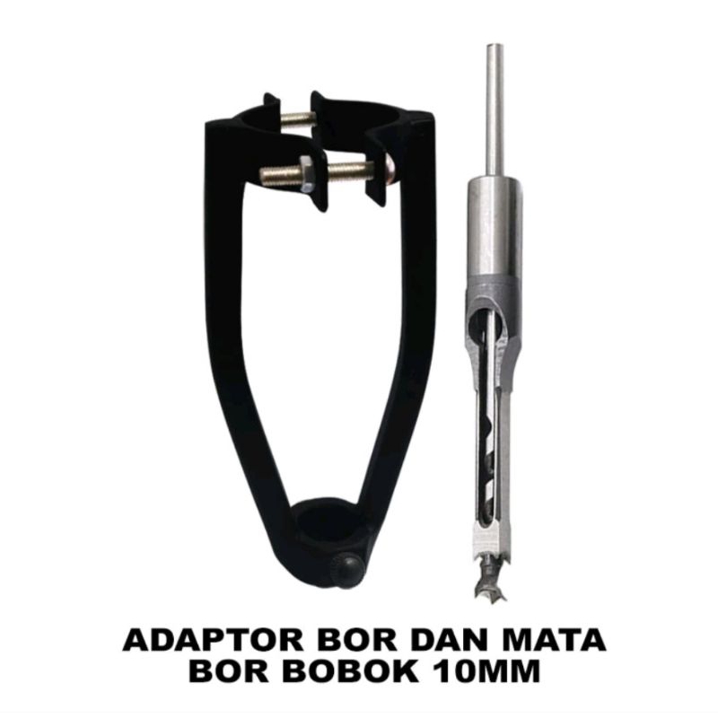 Adaptor dudukan mesin bor + mata bor bobok kayu 10mm
