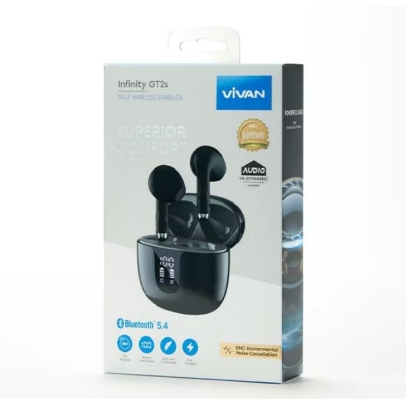 Handsfree Handset Bluetooth Vivan TWS INFINITY GT2S Power Full bass Superior Bluetooth Vivan Origina