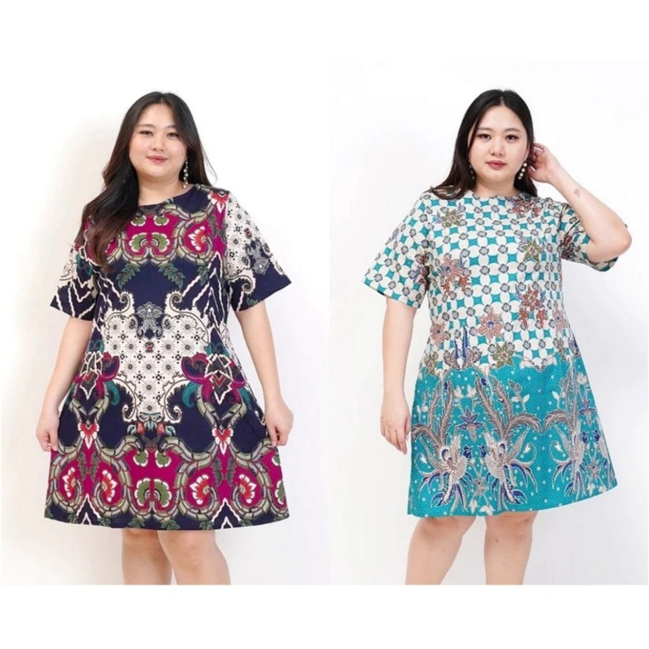 DRESS BATIK WANITA JUMBO BIG SIZE 038 XXL XXXL PREMIUM LD 120 CM FASHION KOREA BAJU HAMIL PESTA KERJ