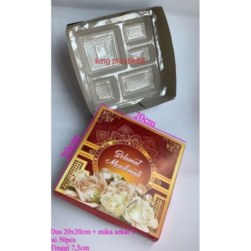 

isi 50set DUS MOTIF + MIKA 20x20CM SEKAT 5 box kardus kotak kertas tempat bekal makan nasi ...