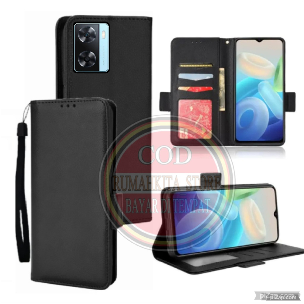 CASE HP OPPO A57 2022 - CASING DOMPET-FLIP COVER LEATHER-SARUNG HP