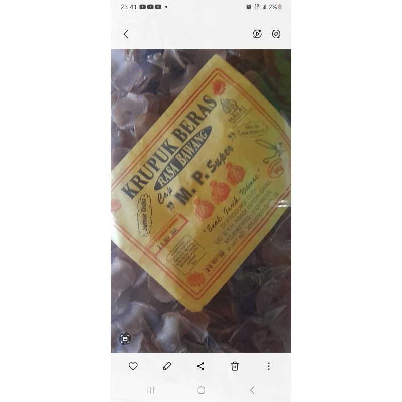 

Kerupuk beras rasa bawang, krecek kerupuk bawang cap MP Super 500 gr