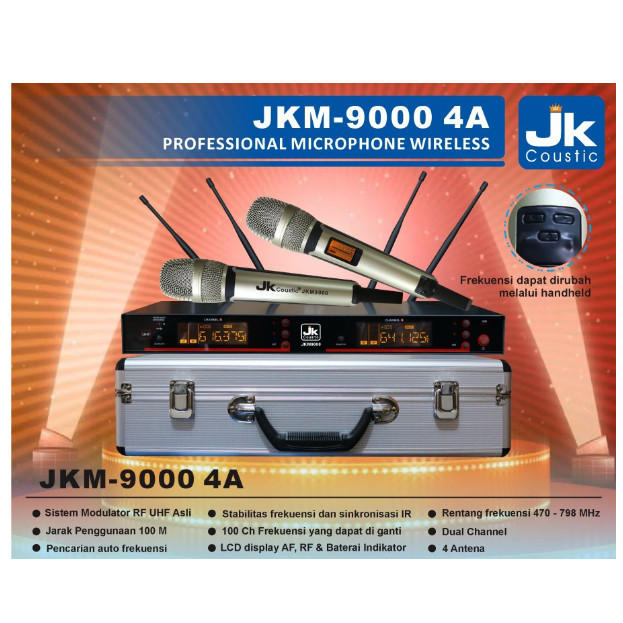 Microphone Mic Wirelles JKM9000 Koper Jk Coustic Microphone 4 Antena