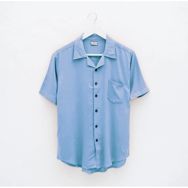 KEMEJA RAYON PRIA BASIC ( SOFT BLUE )