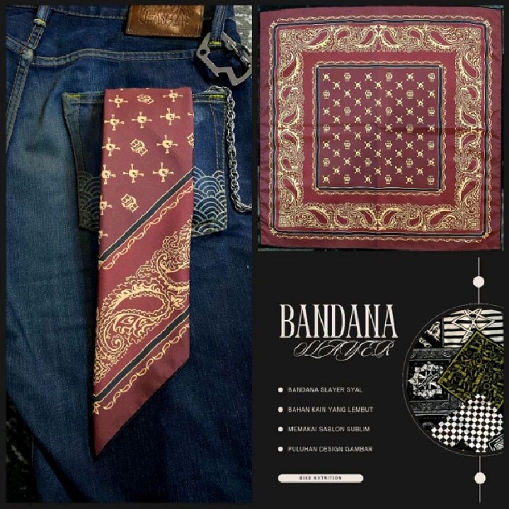 slayer Paisley - Bandana Slayer Motif Batik Merah Multifungsi Aksesoris Fashion SKENA Style
