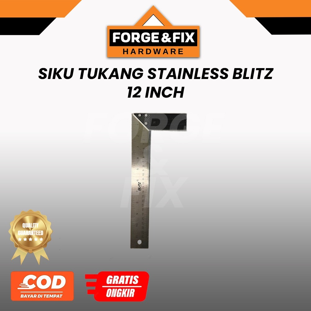 

BLITZ Siku L Tukang Penggaris Stainless Try Square 12 Inch