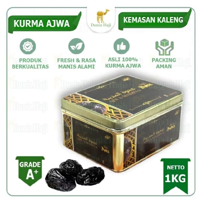 

Spesial Ramadhan Kurma Ajwa Lembut kemasan Kaleng 1 Kg 100% Asli